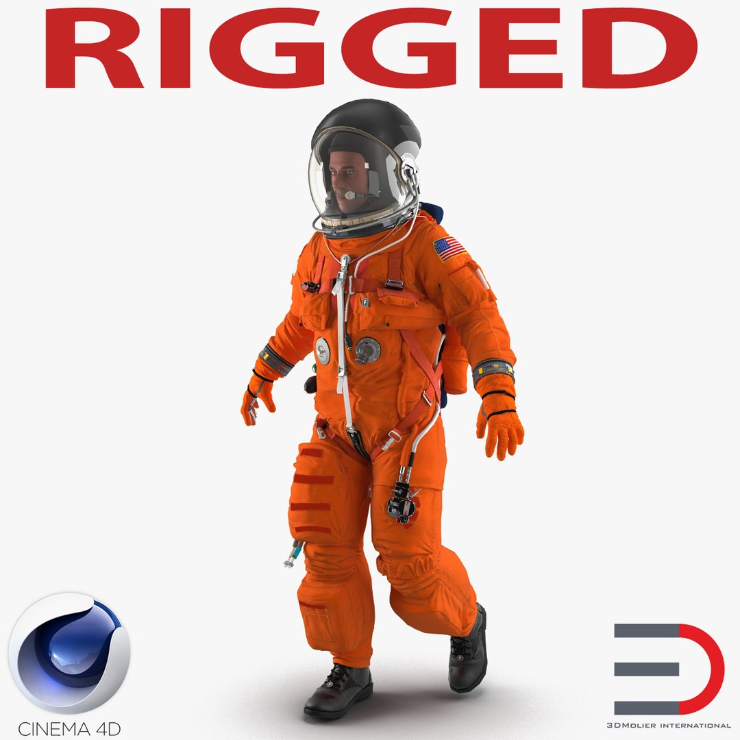 US Astronaut Wearing Advanced Crew Escape Suit ACES Rigged for Cinema 4D 3D model preview