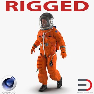US Astronaut Wearing Advanced Crew Escape Suit ACES Rigged for Cinema 4D