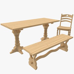 3D Wooden Furniture Collection model