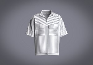 Mens shirt with flap pocket and strip 3D model