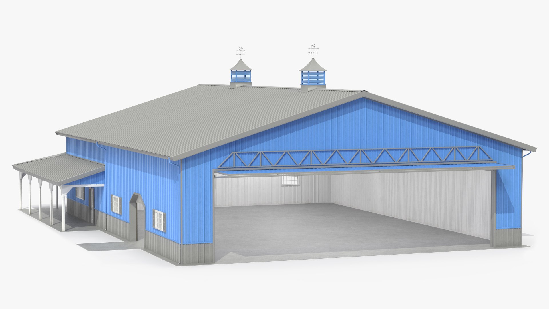 Personal Airplane Hangar Blue Rigged 3D model preview