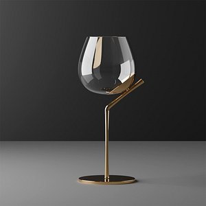 Luxury Avant-Garde Wine Glass - Gold Tilted Stem Designer Edition model