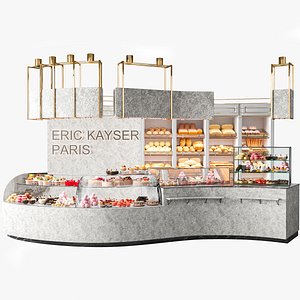 3D Designer cafe-confectionery with desserts and coffee machine