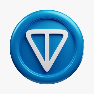 Toncoin or TON Teal Crypto Coin with cartoon style