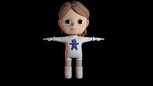 3D Lily - Cute Stylized Cartoon Girl Character 3D Model model