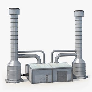 geothermal power plant cooling tower 3D model