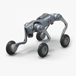 3D Unitree Mobile Surveillance Robot Grey Rigged for Maya