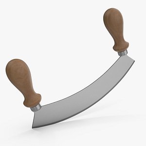Mezzaluna with One Blade and Wooden Handles 3D model