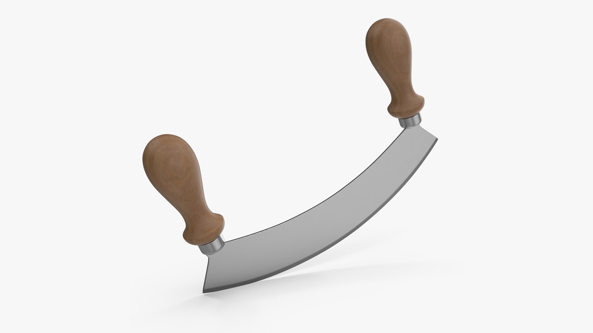 Mezzaluna with One Blade and Wooden Handles 3D model preview