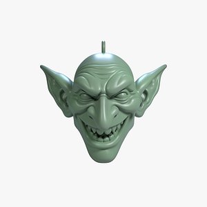 Goblin Head Keychain Mischievous Fantasy Creature 3D STL File Printable Monster Charm