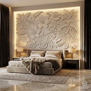modern panel wall decor set relief stl mural CNC 275