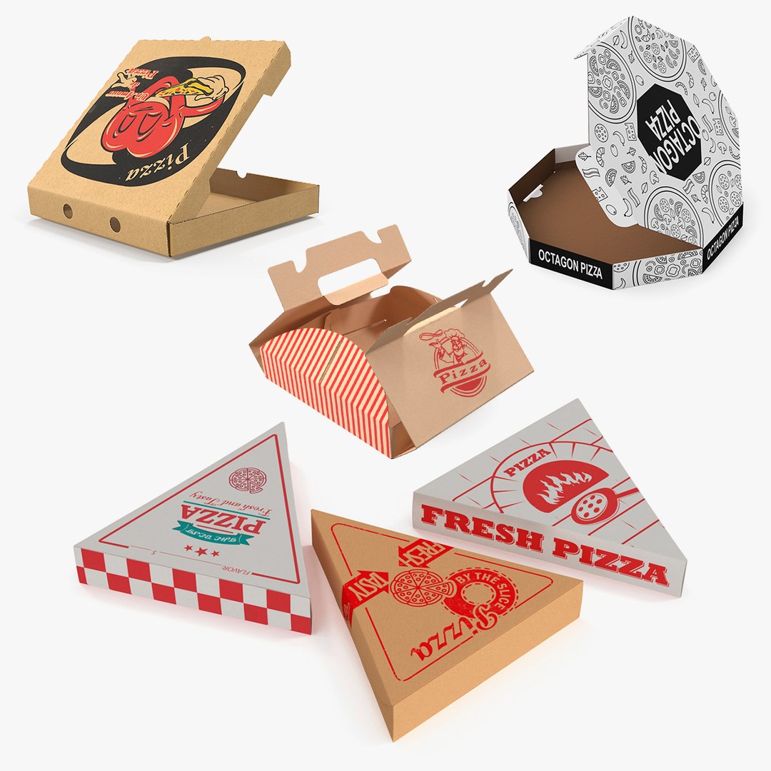 Open Pizza Boxes Collection 3 3D model preview