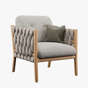 Scandinavian Woven Wood Armchair 3D model