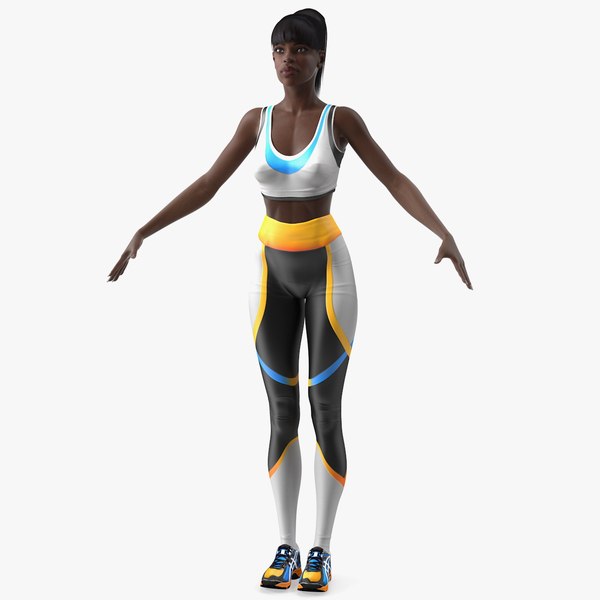 dark skin fitness woman 3D