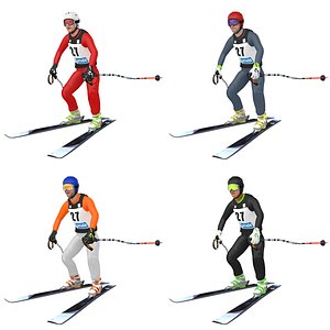 3D pack rigged skier ski