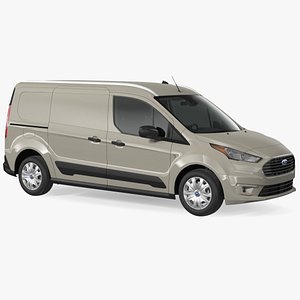 3D Ford Transit Connect Barn Doors Gray Rigged model