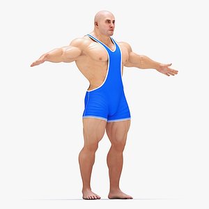 Well Built Muscular Male in Blue Leotard