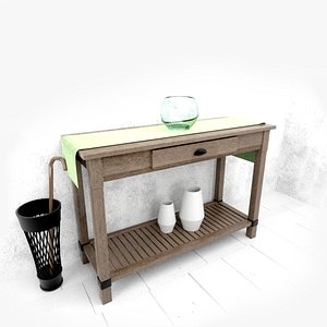 Table whit props 3D model