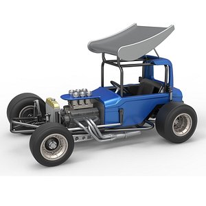 3D Vintage Winged Supermodified stock car Version 2 Scale 1 to 25 model