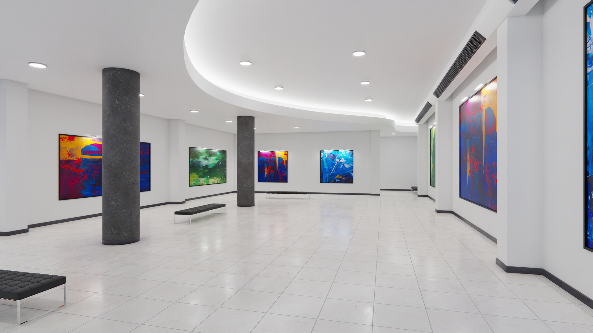 Art Museum Gallery Interior 3 DAE 3D model TurboSquid 1726908