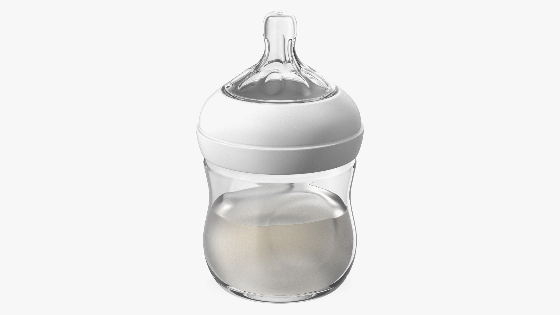 Baby Bottle with Milk and Nipple 3D model preview