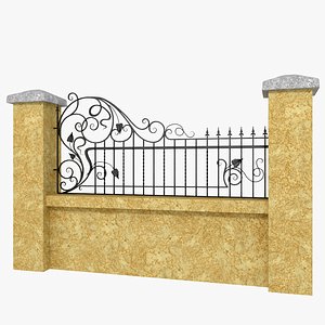 3d model wrought iron fence metal
