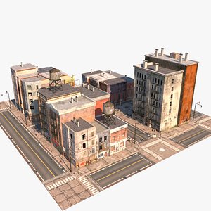 3D Abandoned neighborhood block1 model