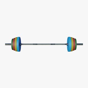 Gym Barbell & Weight Plates - Low Poly
