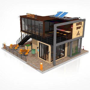 3D Shipping Container Coffe Shop model