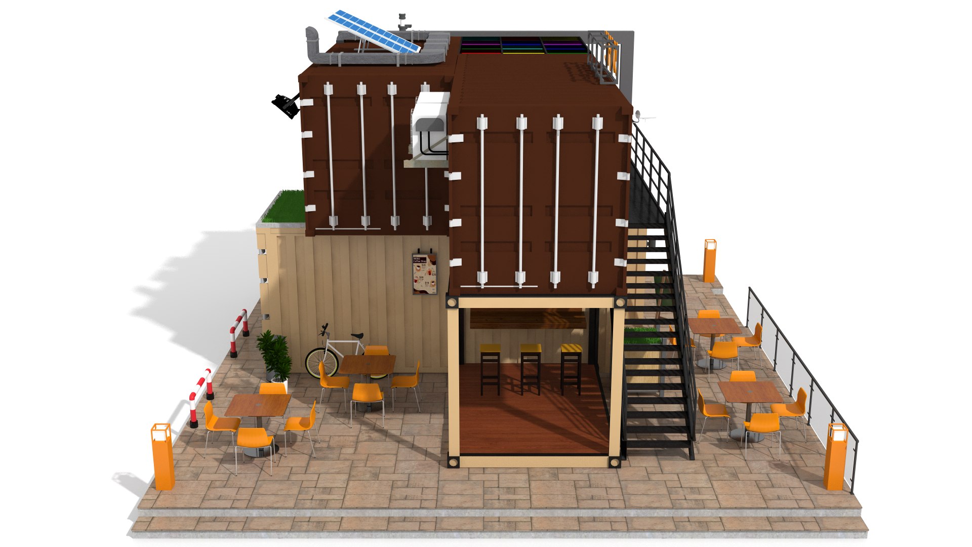 Container Shop 3D-Modell | container coffee shop 3D Model in Buildings ...