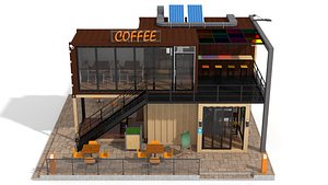 3D Shipping Container Coffe Shop model