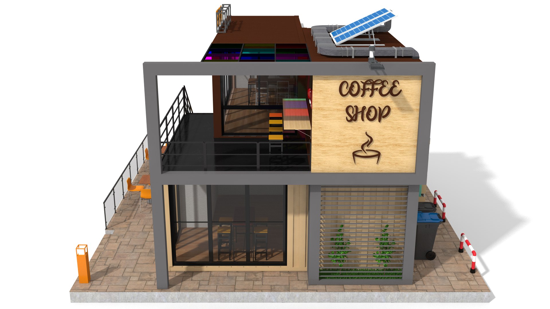 3D Shipping Container Coffe Shop Model - TurboSquid 1915266