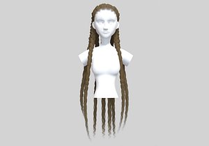 3D Blond Braids Hairstyle model