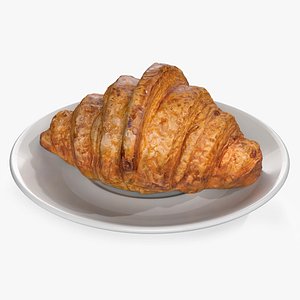 3D model Single Butter Croissant on Plate