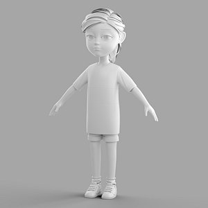 3D Cartoon Fangirl model