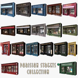 Collection of 18 typical Parisian ground floor shops