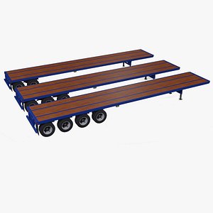 3D Old style 48 foot flat bed trailer