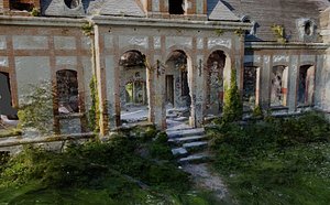 3D Abandoned Chateau Facade Photoscan model