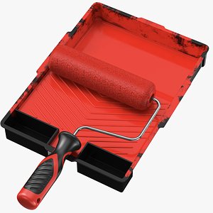 Detailed Paint Roller Drip Tray Used
