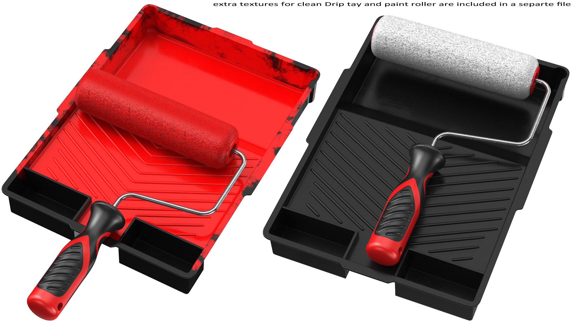 3D Detailed Paint Roller Drip Tray Used TurboSquid 2085027