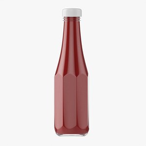 3D Barbecue sauce in glass bottle 12 model