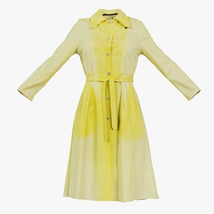 Yellow Transparant Vinyl Raincoat Closed Remastered 3D model