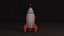Red  White Low Poly Rocket