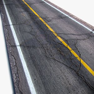 cracked asphalt road 3d obj