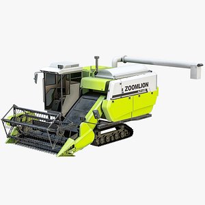 Rigged Rice Combine Harvester Zoomlion Green PBR 3D model