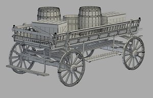 3d model wagon old wood