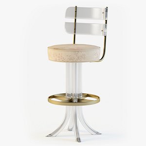 3dsmax lucite brass swivel bar stool