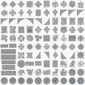 3D 99 Gothic Ornament Collection model