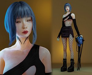 3D Cyberpunk Girl - Game Ready model