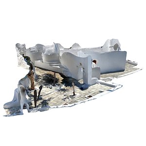 3D White Agia Irini Chruch surroundings in Ios cyclades Greece model